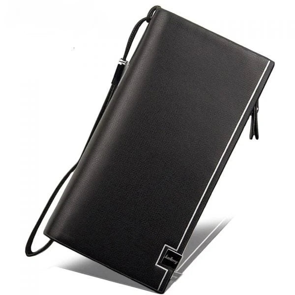 Long Leather Wallet with Zipper Phone Pocket